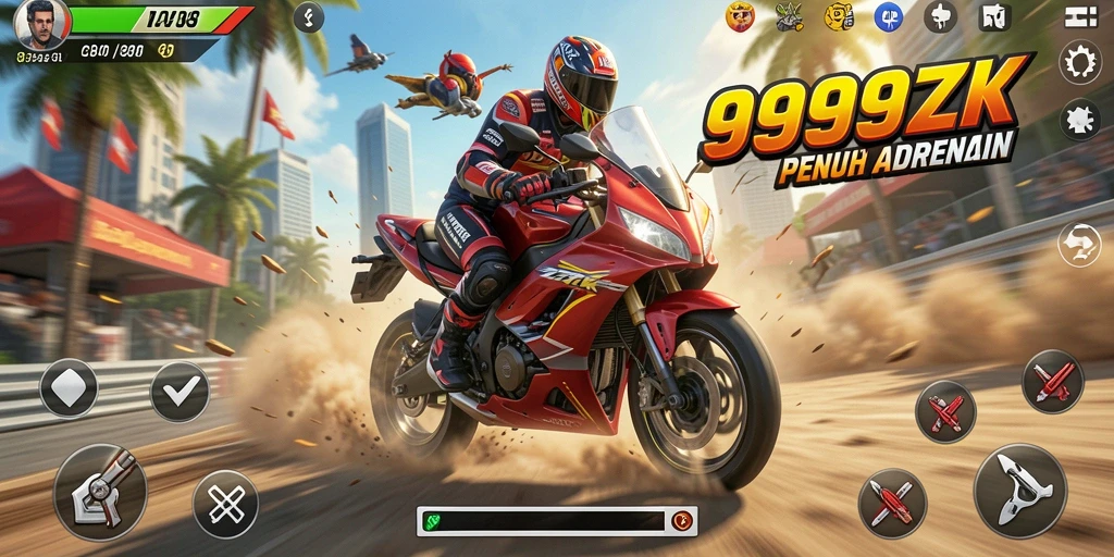 Tangkapan layar dari gameplay balapan motor yang seru.