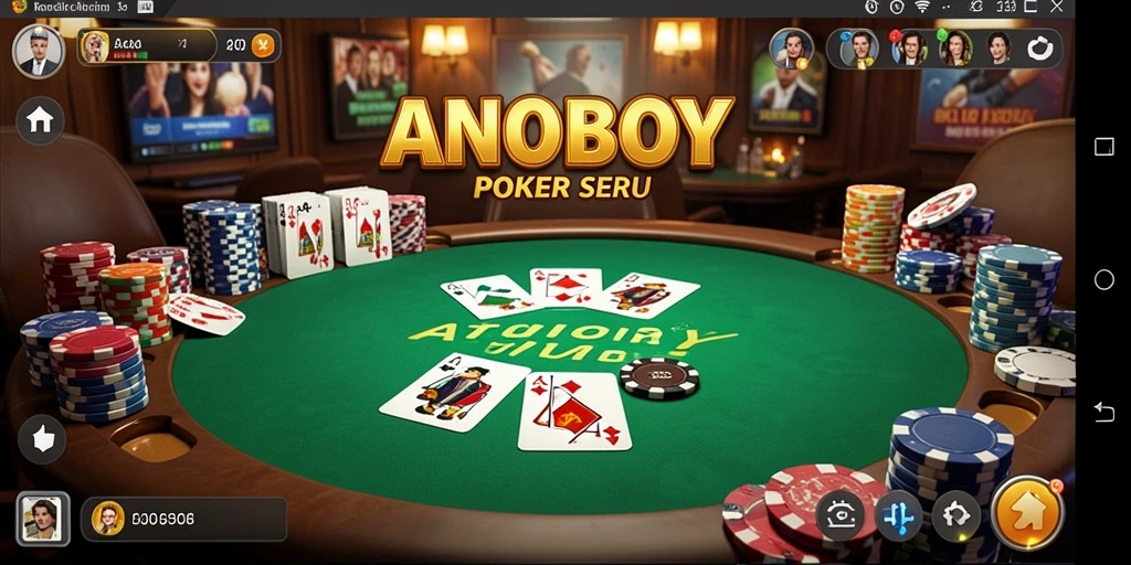 Tangkapan layar gameplay ANOBOY yang memukau dengan aksi Poker seru.