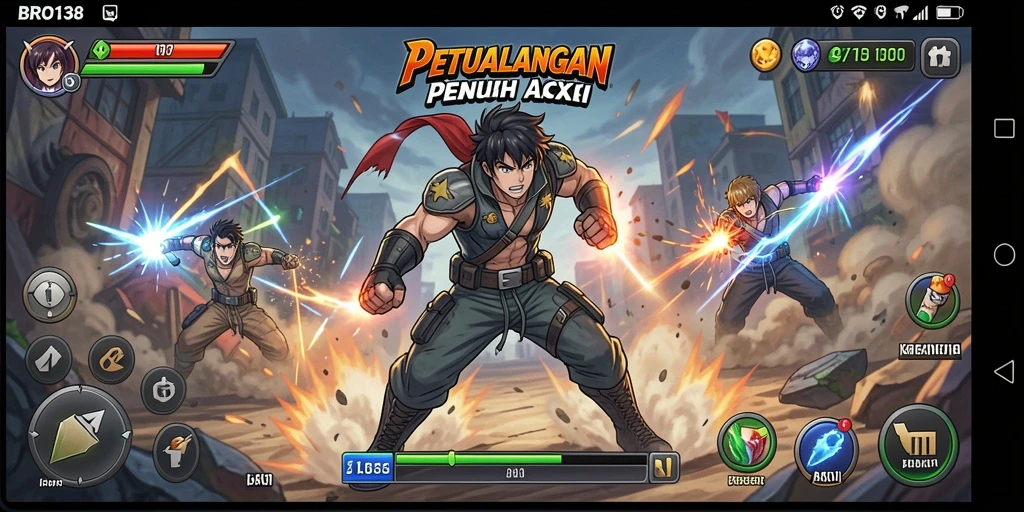 Screenshot gameplay BRO138 menampilkan aksi karakter Anime yang megah.