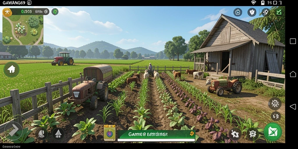 Tampilan menarik dari gameplay GAWANG69 yang menunjukkan ladang yang subur.
