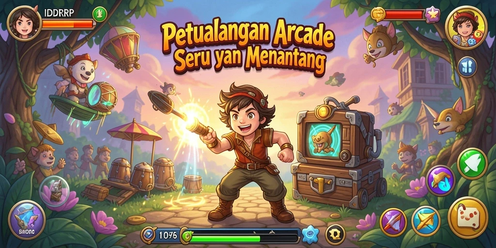 Tangkapan layar gameplay IDRRP yang menunjukkan aksi seru dan tantangan arcade.