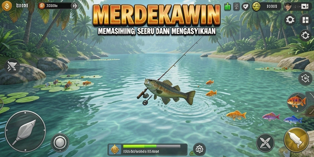 Tangkapan ikan di gameplay MERDEKAWIN yang menarik dan seru.