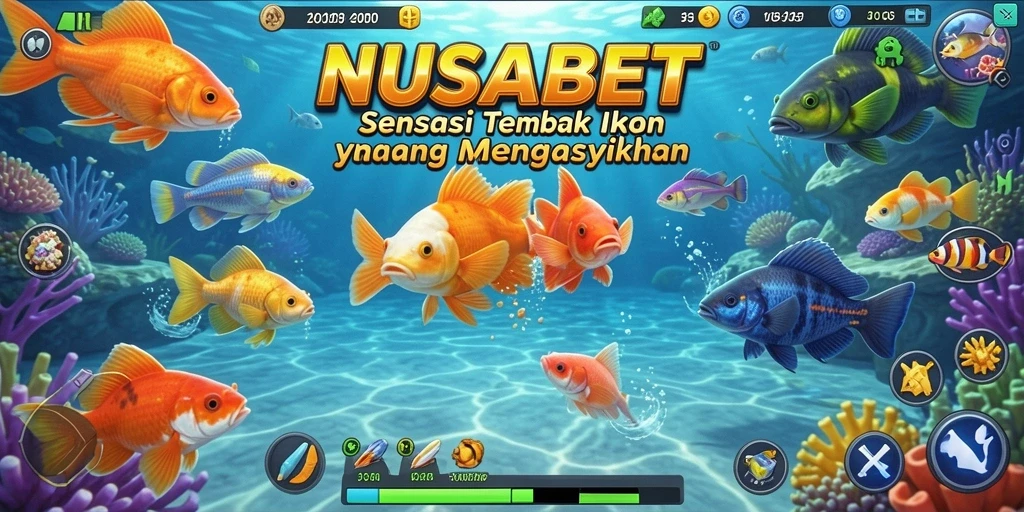 Tampilan gameplay seru menembak ikan di NUSABET.