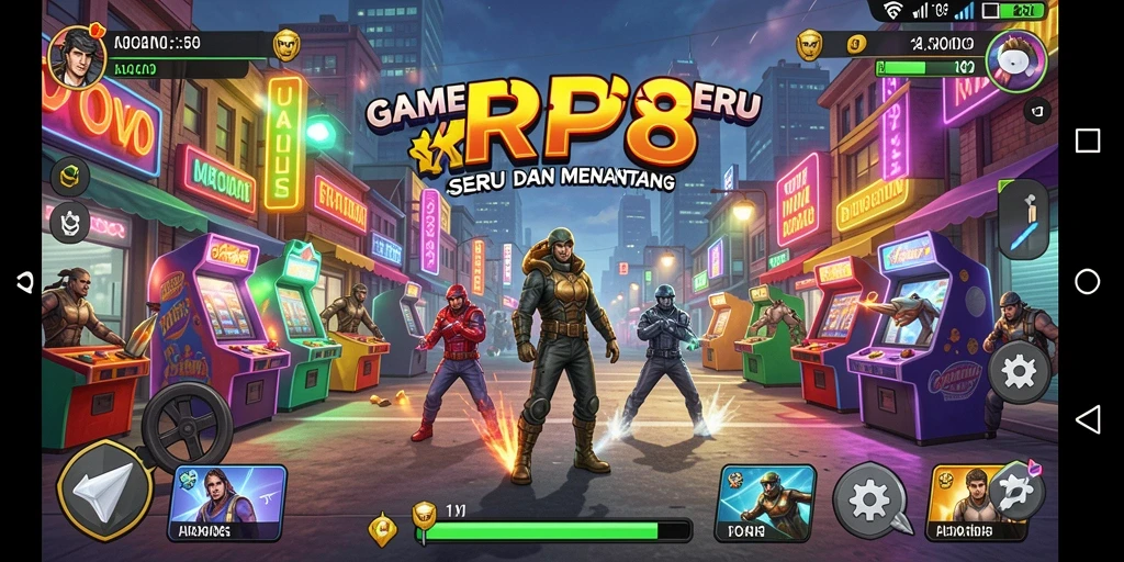 Tampilan gameplay seru dalam RP8 dengan tantangan arcade.