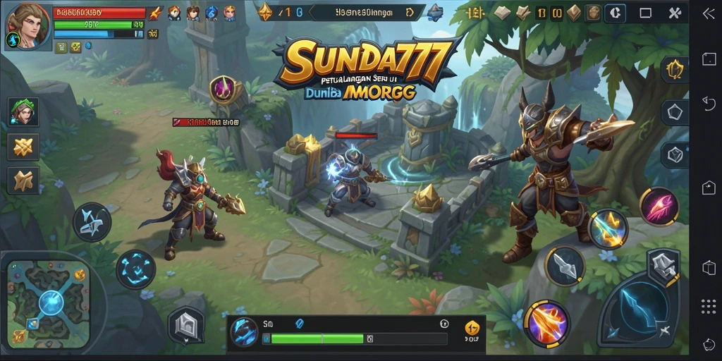 Screenshot utama SUNDA777 menampilkan aksi gameplay MMORPG yang penuh strategi.