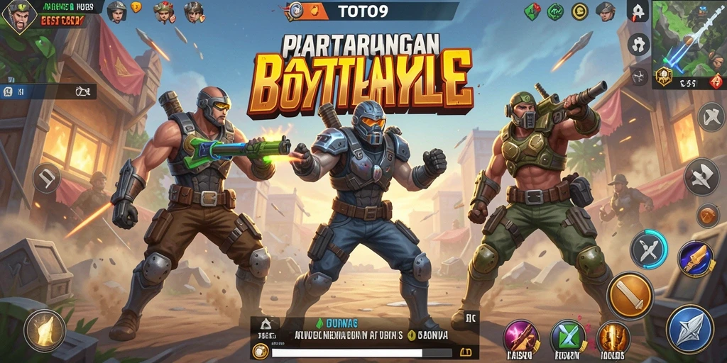 Tampilan gameplay seru di TOTO9 dalam pertempuran Battle Royale.