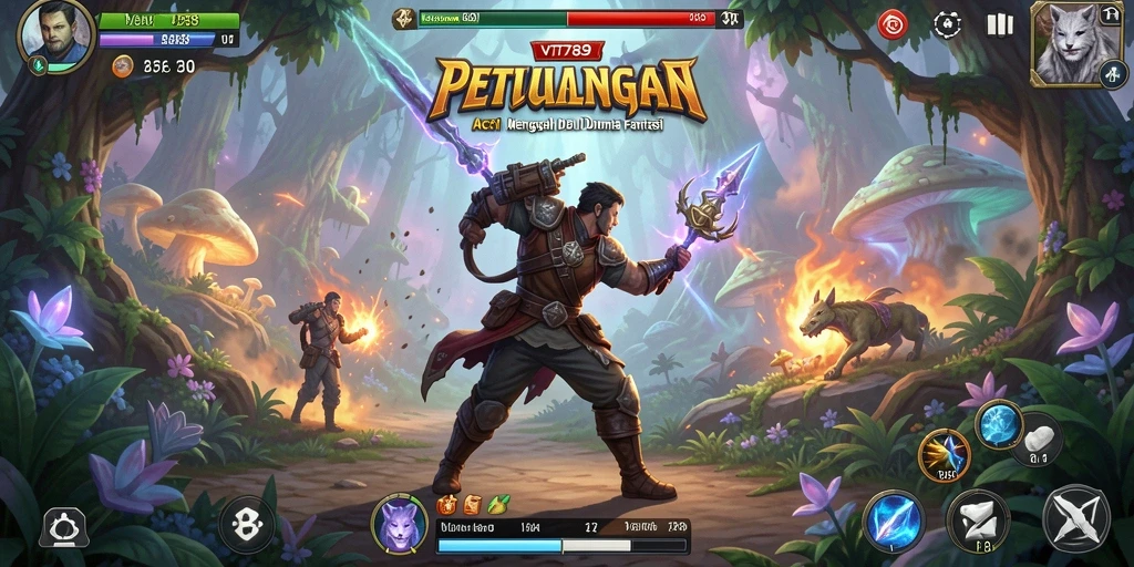 Tampilan gameplay VT789 yang intens dan penuh aksi di dunia fantasi.