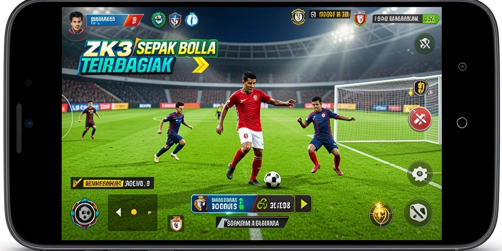 Screenshot ZK3 menunjukkan aksi seru dalam pertandingan sepak bola.